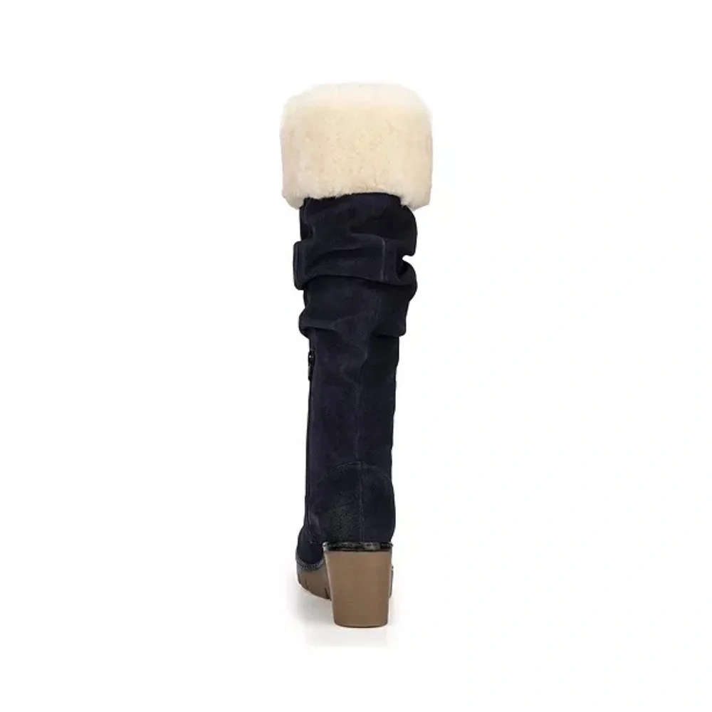 VINTAGE FOUNDRY CO ARABELLA HAND MADE REAL SHEEPSKIN OVER KNEE BOOTS
